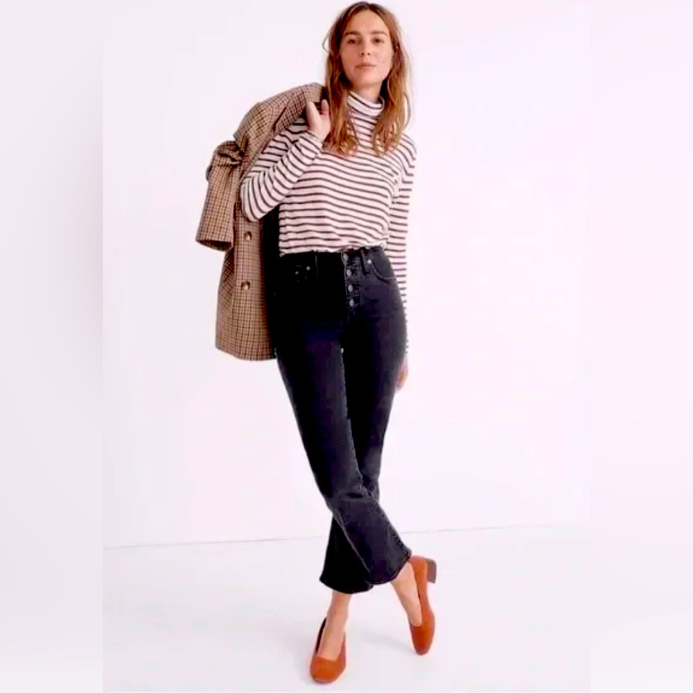 Madewell dark demi-boot button-up jeans